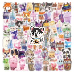 72pcs Milk Tea Animals Love Doodle Cartoon Waterproof Stickers