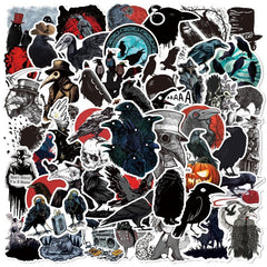 50pcs Stylish Crow Graffiti Stickers for Skateboard Helmet Motorcycle Waterproof