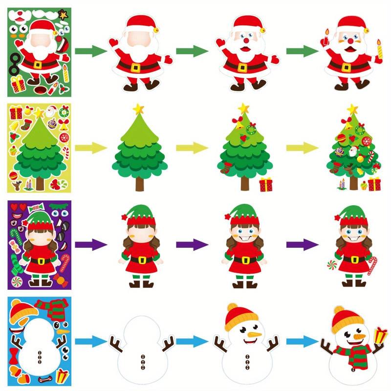 30 Christmas Stickers DIY Santa Snowman Puzzle Cartoon Holiday Decoration
