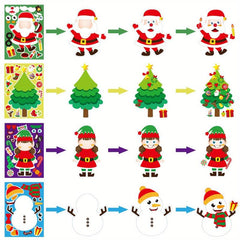 30 Christmas Stickers DIY Santa Snowman Puzzle Cartoon Holiday Decoration