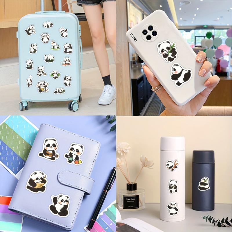 50pcs Cute Panda Vinyl Waterproof Stickers for Laptop Waterbottle Phone
