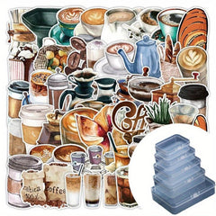 50pcs Coffee Graffiti Stickers Car Guitar Phone Decoration Cartoon Stickers