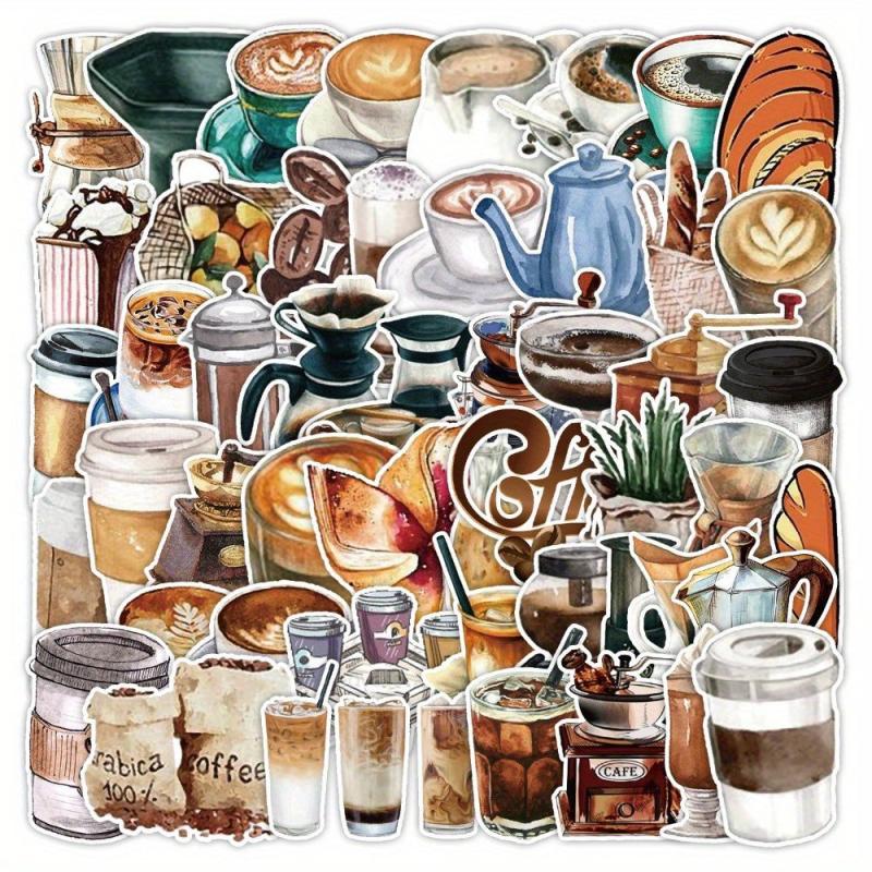 50pcs Coffee Graffiti Stickers Car Guitar Phone Decoration Cartoon Stickers