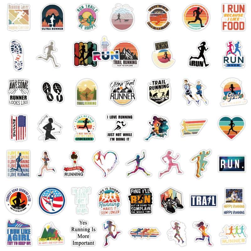 100pcs Running Stickers Run Pack Sport Vinyl Waterproof Stickers Adults