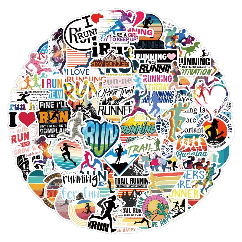 100pcs Running Stickers Run Pack Sport Vinyl Waterproof Stickers Adults