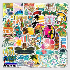 50pcs Hawaii Vacation Surfing Series Waterproof Graffiti Stickers