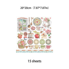 15pcs Retro Paper Journal Decoration Stickers for DIY Crafts and Stationery