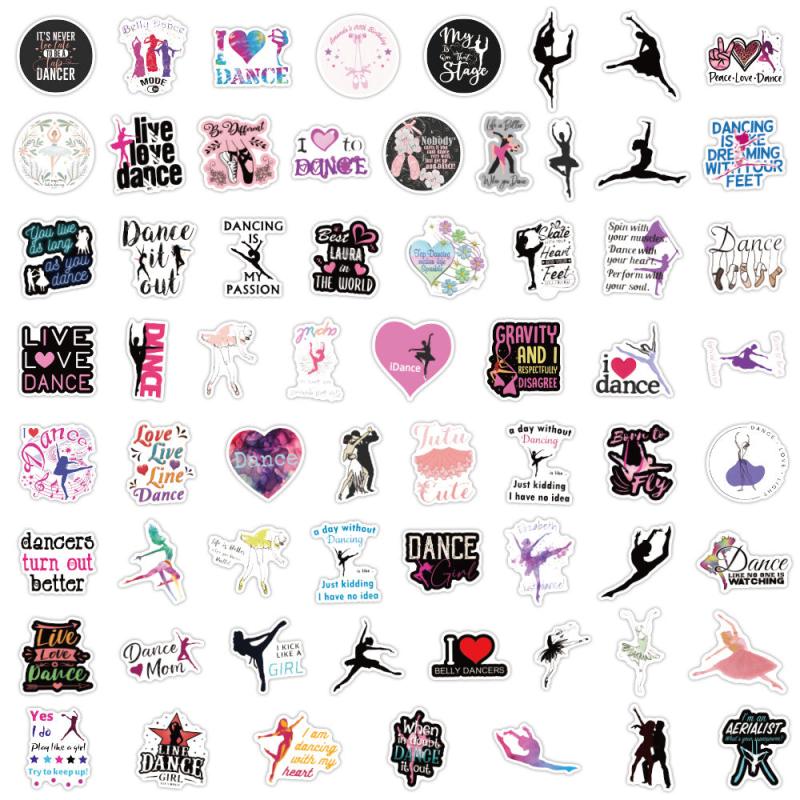 60pcs Cartoon Dance Stickers for DIY Phone Case Laptops Cars