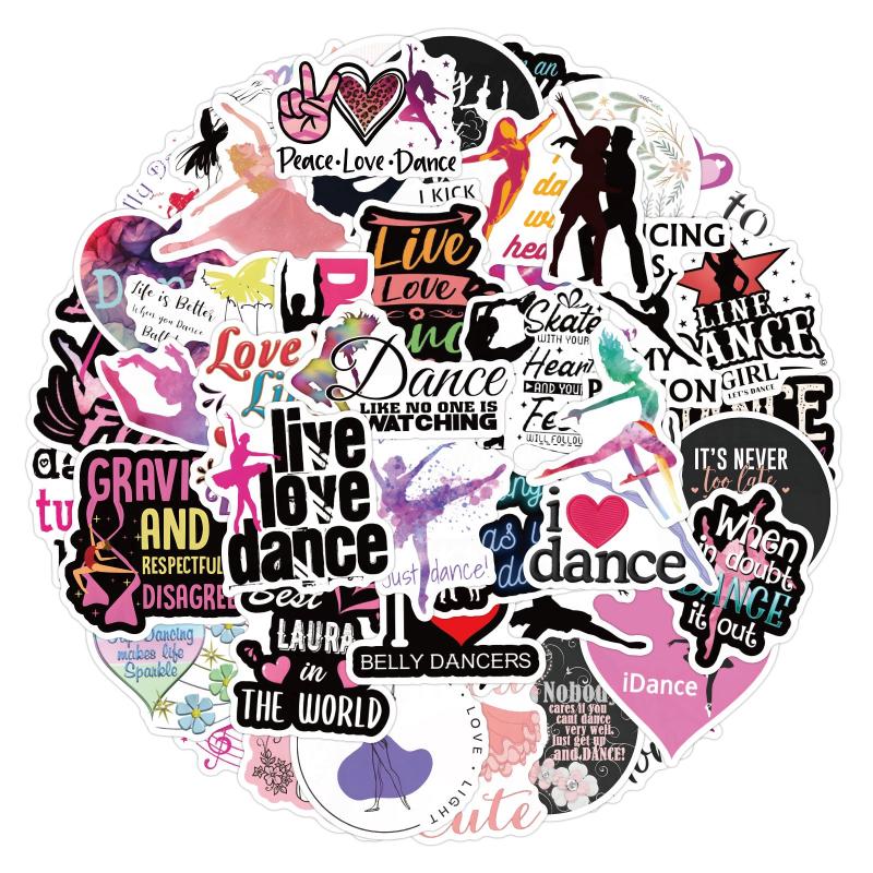 60pcs Cartoon Dance Stickers for DIY Phone Case Laptops Cars