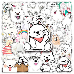 50pcs Dog Samoyed Waterproof Stickers for Motorcycle Laptop Helmet