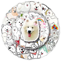 50pcs Dog Samoyed Waterproof Stickers for Motorcycle Laptop Helmet