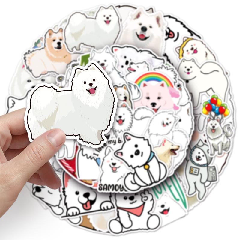 50pcs Dog Samoyed Waterproof Stickers for Motorcycle Laptop Helmet