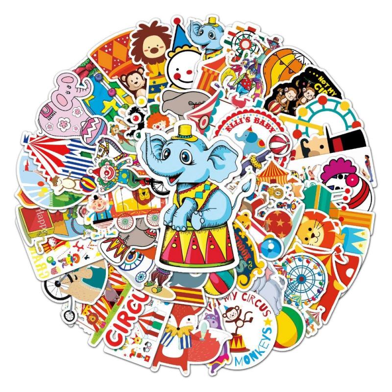 50pcs Circus Troup Series Waterproof Graffiti Stickers for Motorcycle Laptop