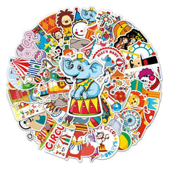 50pcs Circus Troup Series Waterproof Graffiti Stickers for Motorcycle Laptop