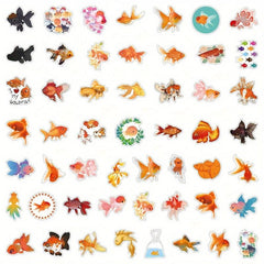 50pcs Goldfish Cartoon Waterproof Stickers for Laptop Water Bottle Luggage