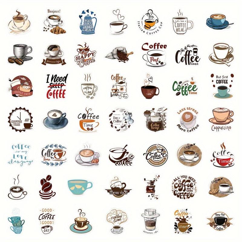 60pcs Coffee Vinyl Stickers for Water Bottles Laptop Car Phone