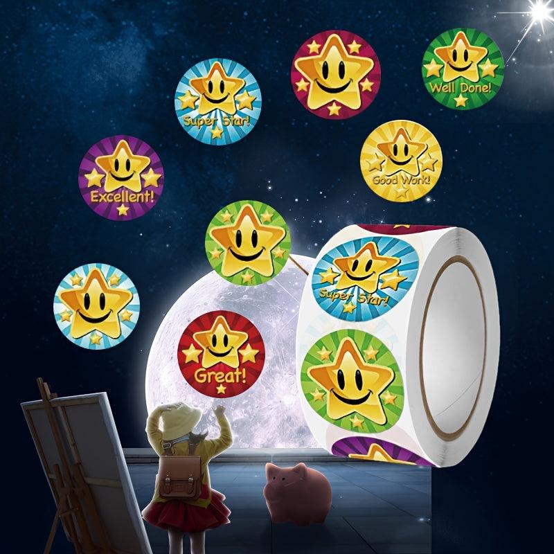 500PCS Round Colorful Star Reward Encouragement Stickers