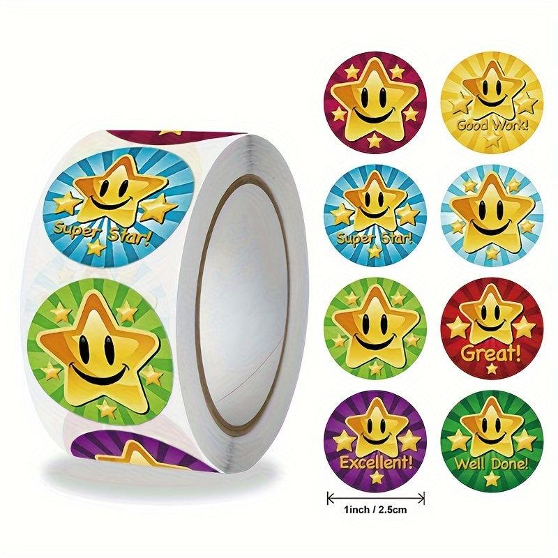 500PCS Round Colorful Star Reward Encouragement Stickers