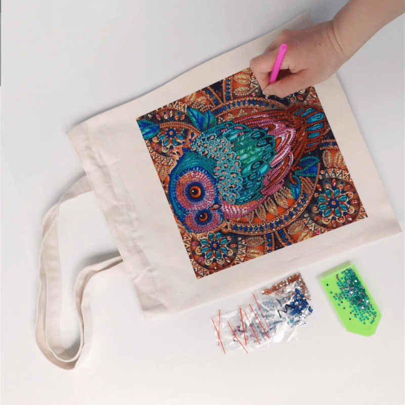 DIY Diamond Painted Canvas Bag 5D Crystal Cross Stitch Painted Handbag