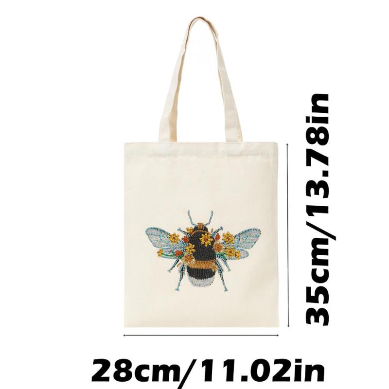 DIY Diamond Painted Canvas Bag 5D Crystal Cross Stitch Painted Handbag