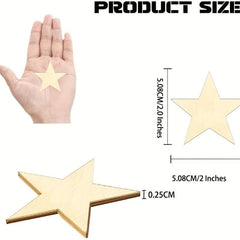 10pcs Wooden Star Decorations - Christmas Parties & DIY Crafts - Wood Slices 2in