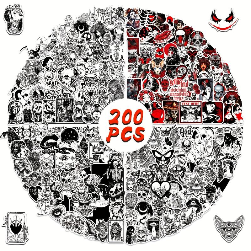 200pcs Gothic Stickers Pack For Teens Vinyl Punk Gothic Stickers