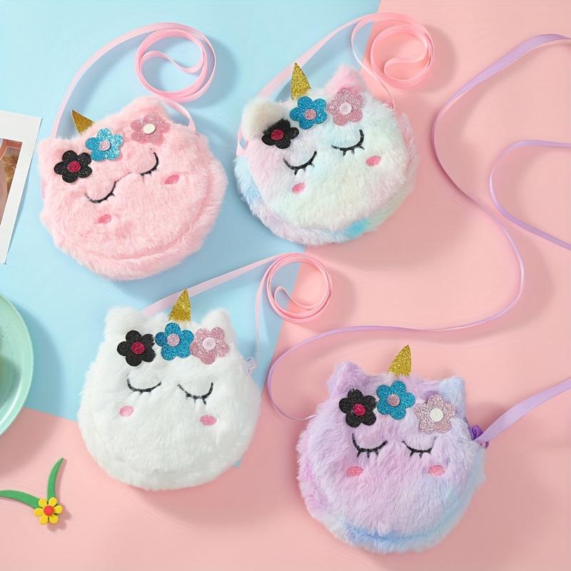 Winter Unicorn Plush Wallet Shoulder Bag