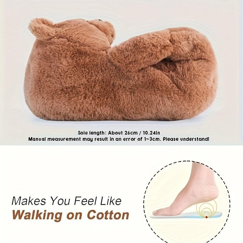 Women's Teddy Bear Slippers Warm Anti Slip Plush Winter Indoor Soft
