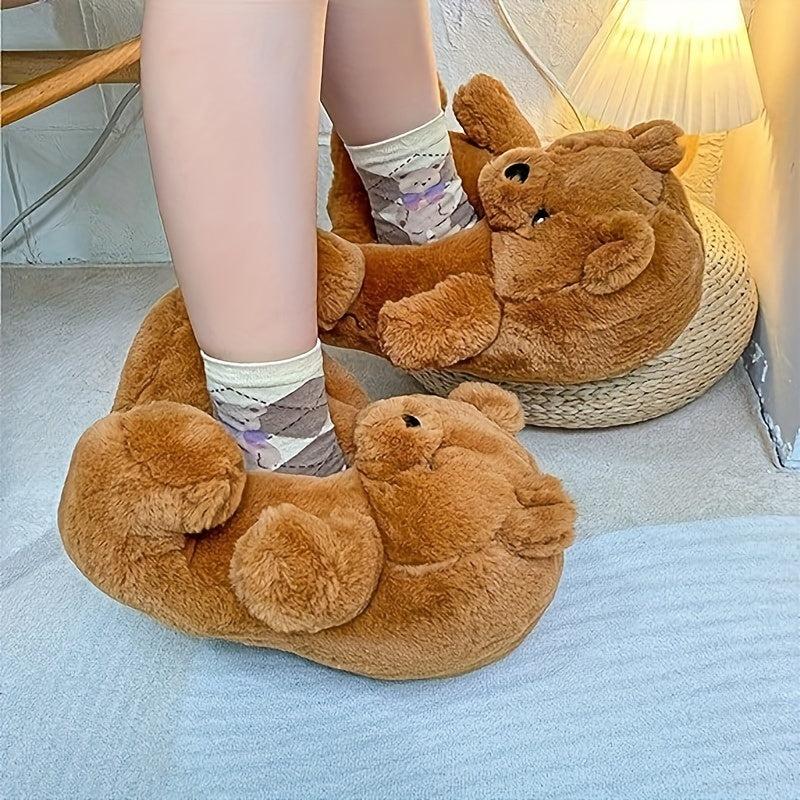 Women's Teddy Bear Slippers Warm Anti Slip Plush Winter Indoor Soft