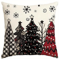 Christmas Joy Xmas Trees Red Throw Pillow Covers