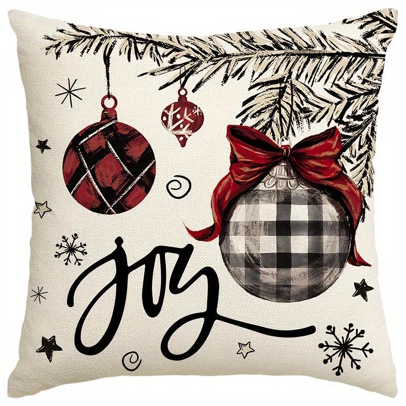 Christmas Joy Xmas Trees Red Throw Pillow Covers