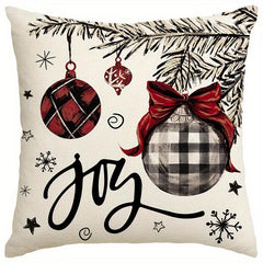 Christmas Joy Xmas Trees Red Throw Pillow Covers