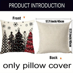Christmas Joy Xmas Trees Red Throw Pillow Covers
