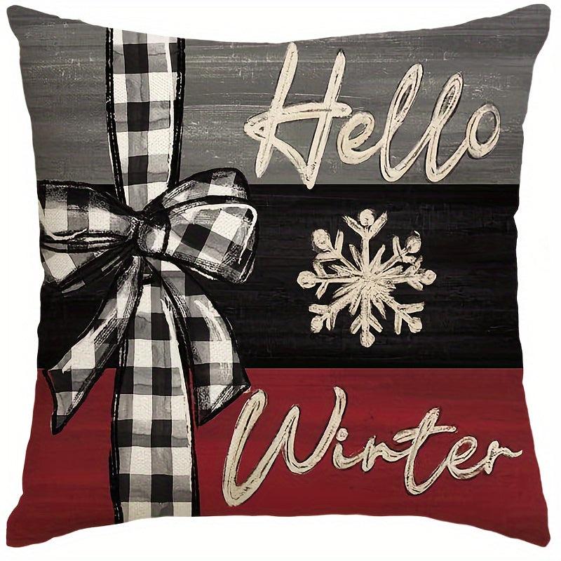 Christmas Joy Xmas Trees Red Throw Pillow Covers