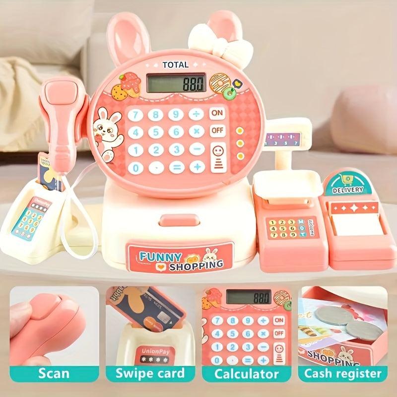 2-in-1 Cash Register Toy Set with Credit Card Scanner, Scale, Game Coin