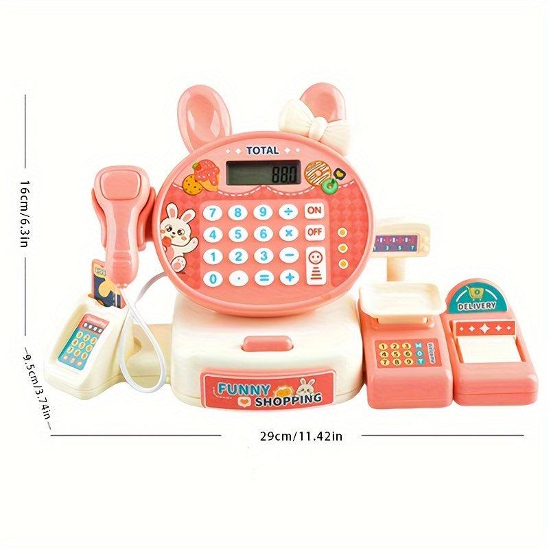 2-in-1 Cash Register Toy Set with Credit Card Scanner, Scale, Game Coin