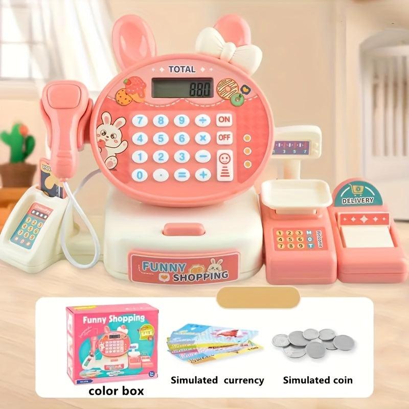 2-in-1 Cash Register Toy Set with Credit Card Scanner, Scale, Game Coin