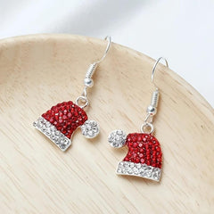 Christmas Hat Zircon Stud Earrings Party Jewelry Gift For Women Mom Friends