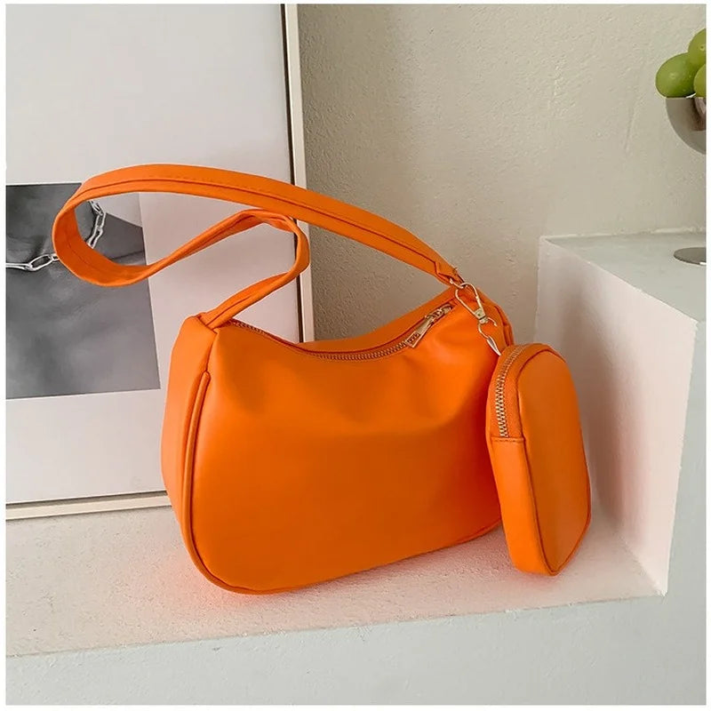Women's Candy Bags PU Leather Shoulder Totes Underarm Handbag