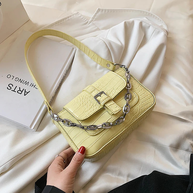 Crocodile Pattern Mini Bag for Women with Chain Strap