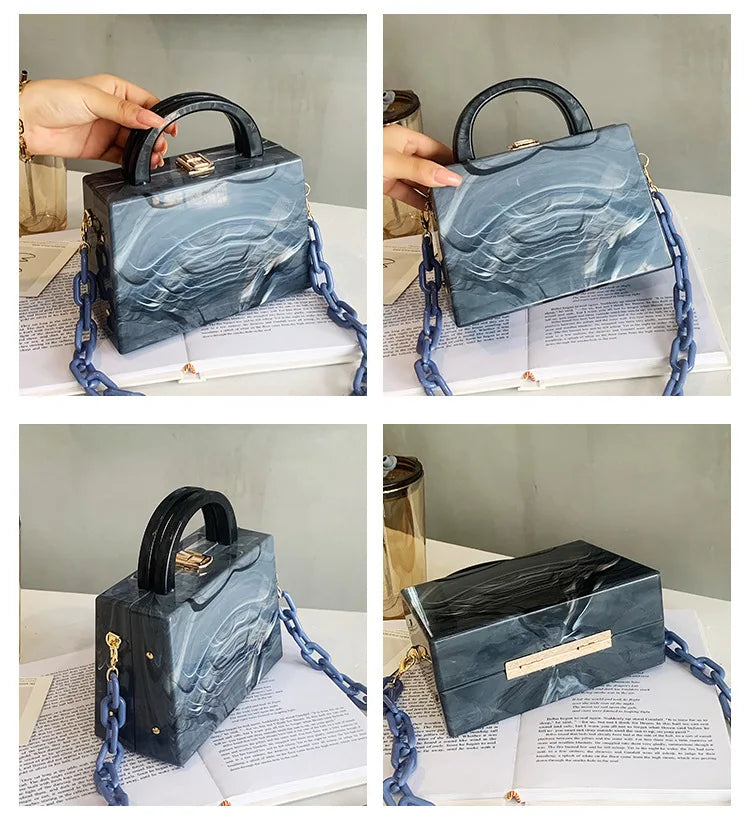 Tie Dye Acrylic Clutch Bag with Chain