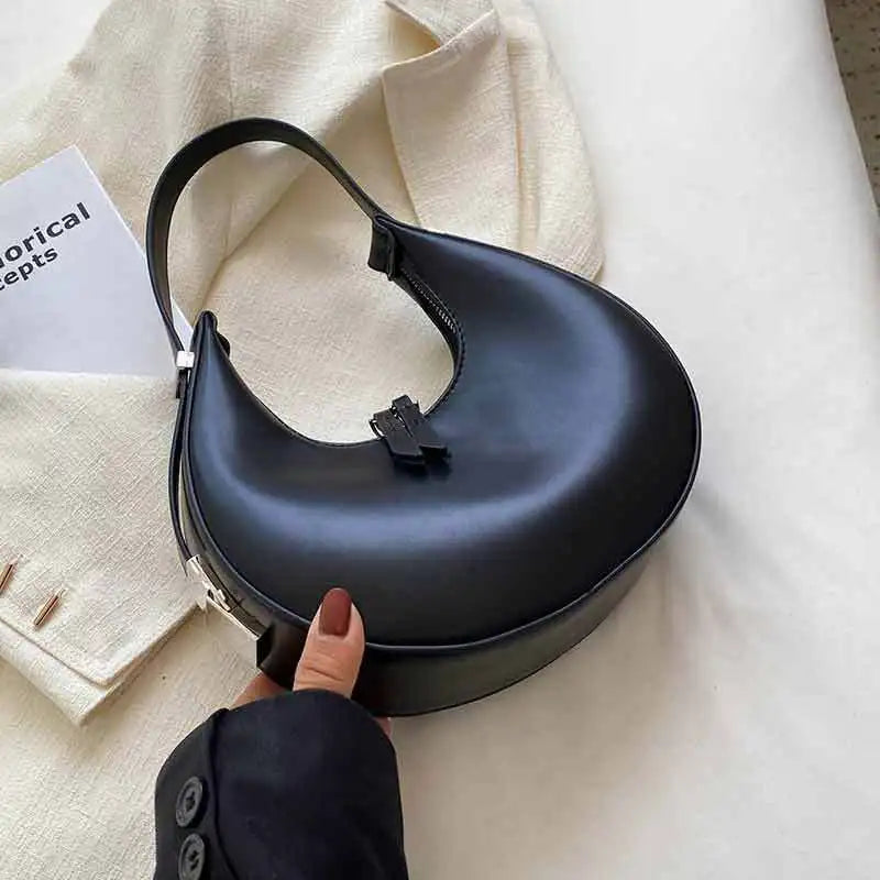 Candy Small PU Shoulder Armpit Purses Ins Women Hand Bags Clutch Half Moon