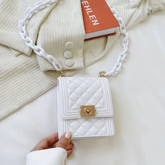 Mini Diamond Lattice Shoulder Bag PVC Crossbody Bag Small Phone Wallet Jelly Bag