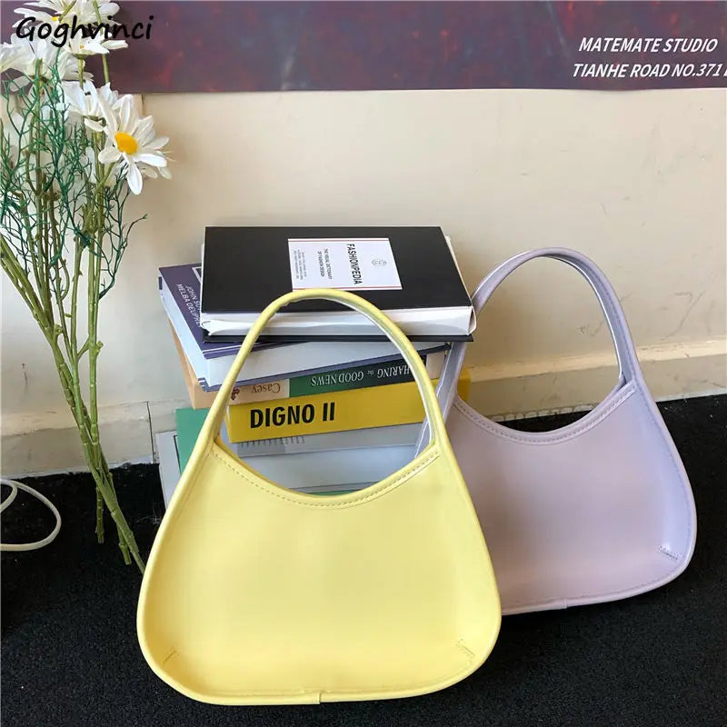Candy Colors Shoulder Bags Women Students Top-handle Underarm Spring Stylish