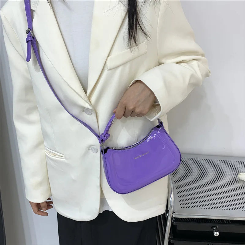 Candy Colors Half-Moon Shoulder Bag For Women Crossbody Handbag Tote