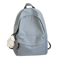 Canvas Backpack Daypack School Bag with Bear Pendant for Students Girl Gift