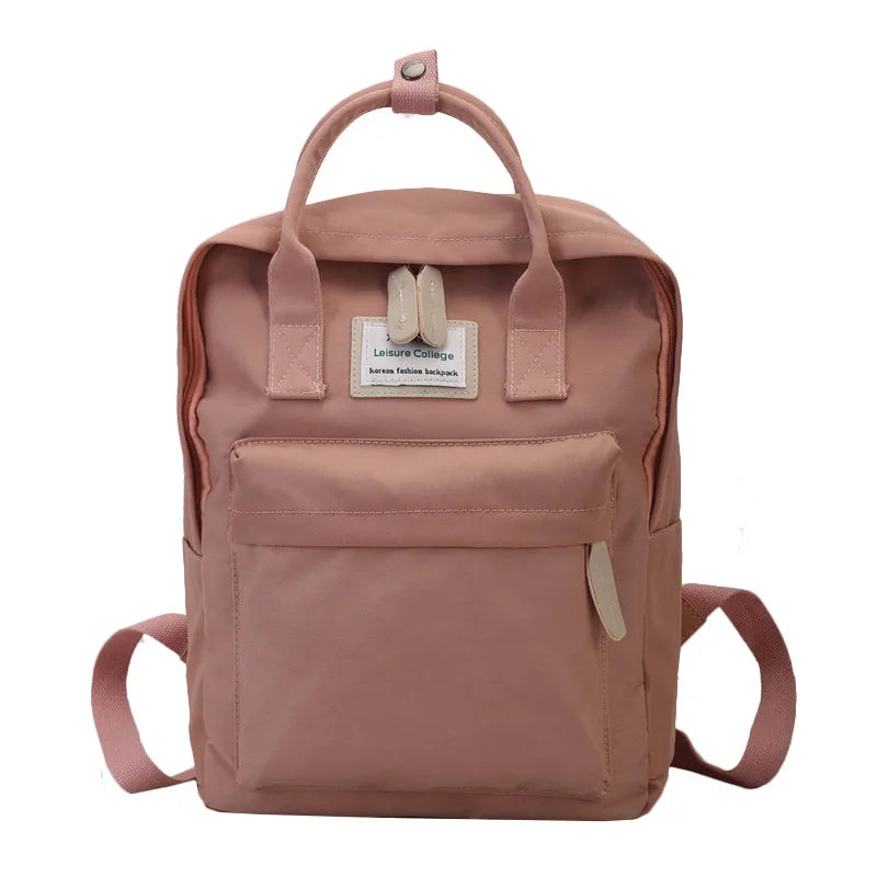 Canvas Backpack Women Teenager School Bag Splicing Knapsack Large Capacity