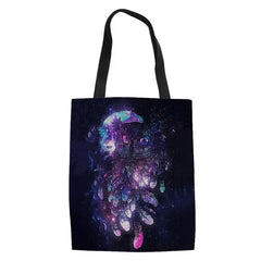 Starry Sky Animal Pattern Reusable Grocery Bag Shoulder Pouch