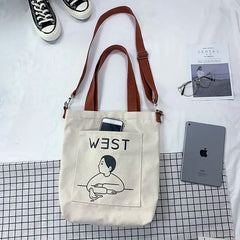 Canvas Messenger Bag Large Capacity Shopping Bag for Women