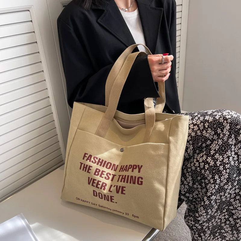 Alphabet Print Tote Bag for Women